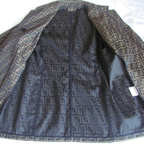 Rare FENDI Vintage Zucca Canvas dress-y trench/coat/jacket IT 42,US 2-6,XS-S - Picture 8 of 11